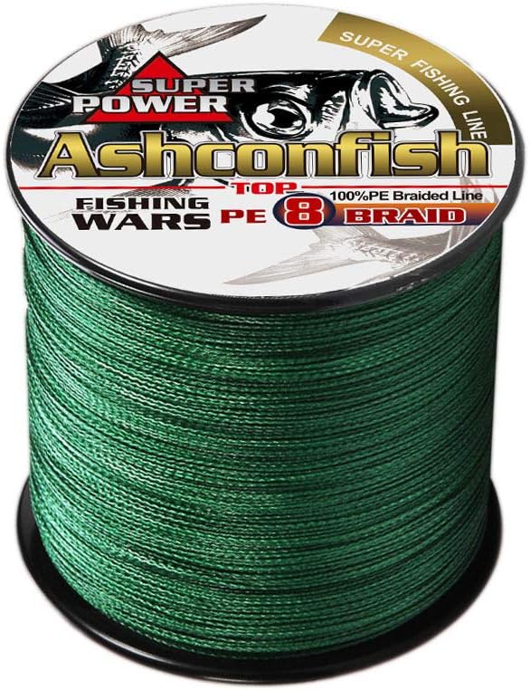 Ashconfish Braided Fishing Line- 8 Strands Super Strong PE Fishing Wire-Abrasion Resistant - Zero Stretch-Small Diameter-Multiple Colors, 100M/109Yds-300M/328Yds-500M/547Yds -6lb 8lb 10lb to 300lb