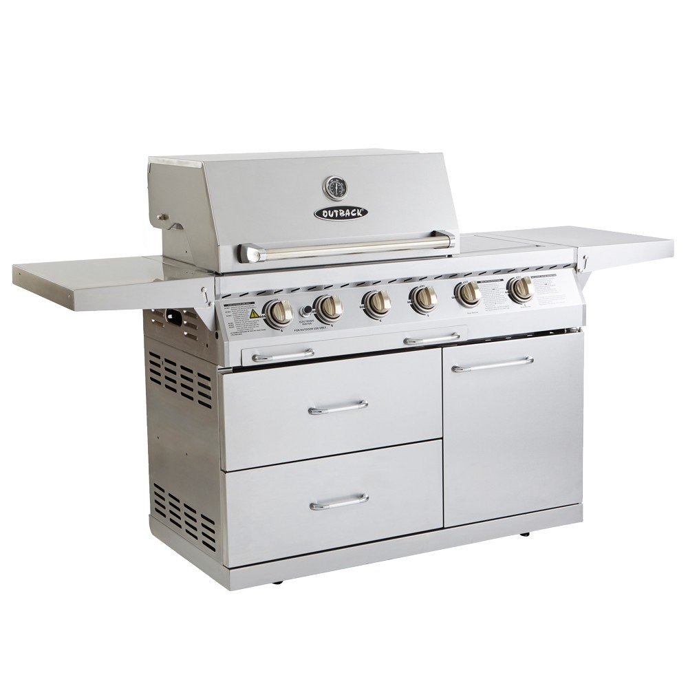 Outback Signature 4 Burner Gas BBQ with Side Burner, Stainless Steel