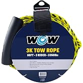 Wow Sports Tow Rope for Towable Tubes - 60 ft - 16-Strand Braided Polypropylene