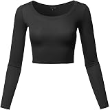 Basic Round Neck Long Sleeve Crop Top 