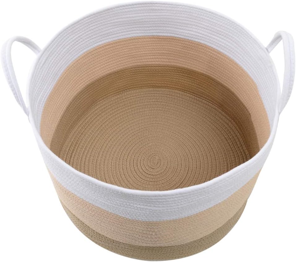 Wakauto Cesta de Cuerda de Algodón Cesta de Manta Grande Organizador de