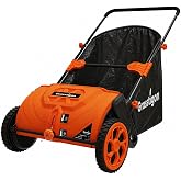 Grasstigon 21-Inch Manual Push Lawn Sweeper, Grass &amp; Leaf Collector | Leaf Picker Upper with Large 3.64ft&sup3; Hopper for Grass Clippings, Leaves, Pine Needle &amp; Debris, Durable Wheels, Orange &amp; Black