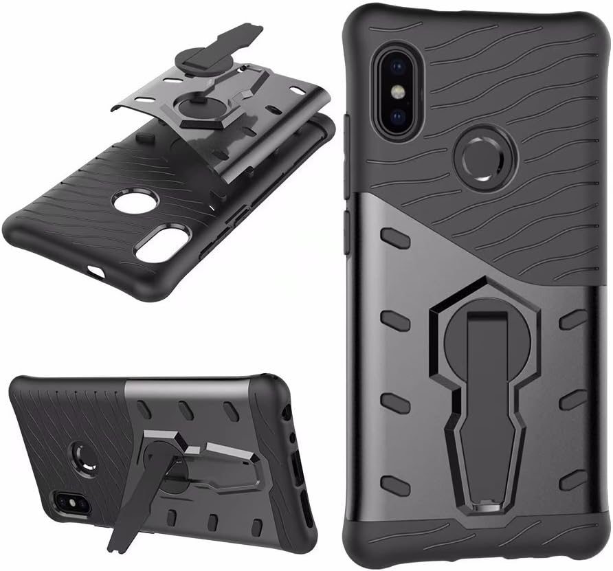 HDOMI Xiaomi Mi 6X,Xiaomi Mi A2 Case, Detachable PC + TUP Dual Layer Protective Cover Kickstand Shell for Xiaomi Mi 6X,Xiaomi Mi A2 (Black)