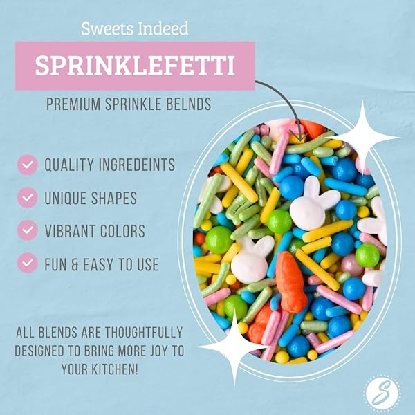 SWEETS INDEED SPRINKLES, EDIBLE SPRINKLE MIX, PERFECT FOR CAKE DECORATIONS, BAKING, ICE CREAM, COOKIES, CUPCAKE TOPPER, 4 OUNCES (FUNNY BUNNY)
