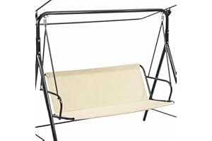 QCHENGSAN Porch Patio Swing Seat Cover Replacement,Waterproof Oxford Porch Bench Swing Replacement for 3 Seat Outdoor Garden Swings Chair, (Beige,54.3 x 19.7 x 19.7 Inches)