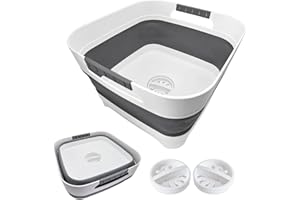 Gnicaela 2.4 Gal (9L) Collapsible Dish Basin with 2 Drainage Plugs - Foldable Sink for Kitchen, Camping, RV | Space-Saving Multifunctional Wash Basin for Veggies, Dishes