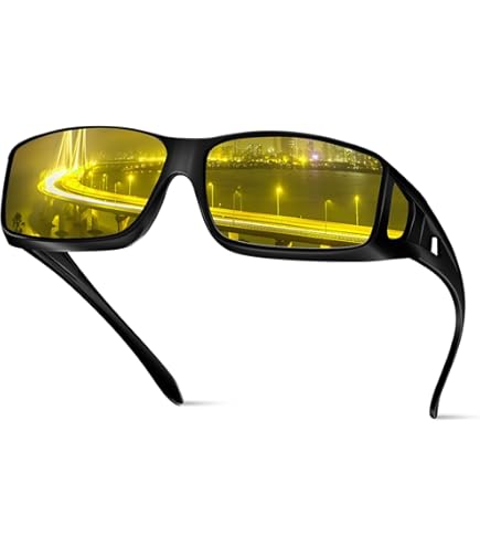 NIGHT VISION DRIVING GLASSES-CLIP ON-FLIP UP - NO GLARE - UV400 LENS WITH CASE E