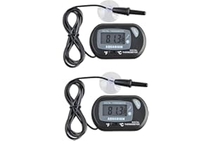 JZK 2 x Small Digital Aquarium Thermometer with Suction Cups & Probe & Battery, Water Temperature Gauge Meter for Marine Fish