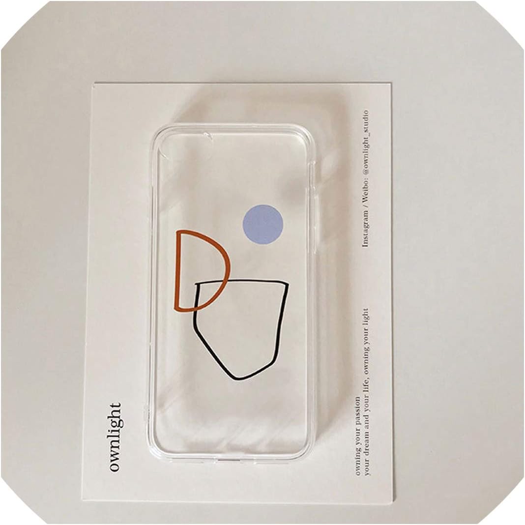 S-paw Wind Simple Geometry for iPhone Phone Case 8 for iPhone 7Plus All-Inclusive Soft Xs Max Transparent Female Xr for 6,Letter Line Geometry,for 6P/6Splus