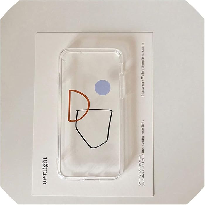 S-paw Wind Simple Geometry for iPhone Phone Case 8 for iPhone 7Plus All-Inclusive Soft Xs Max Transparent Female Xr for 6,Letter Line Geometry,for 6P/6Splus