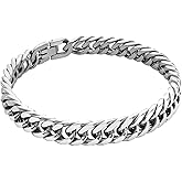 Oaldilee Cuban Chain Bracelet for Men Women, 5mm/7mm/9mm/13mm Width, Black/18K Gold Plated/Stainless Steel Curb Link Chain Bracelets, 7.5"/8.3"/9" Length-Send Gift Box