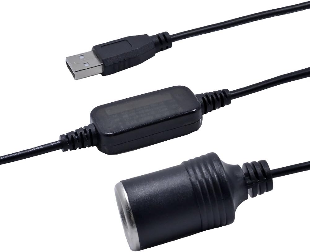 AUSYDE 5V USB A Male to 12V Car Cigarette Lighter Socket Female Converter Extension Cable Adapter Cord (Below 8W) for Outdoor Camping and Travelling - Image 4