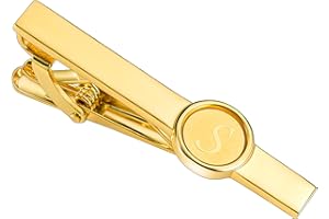 HAWSON 2 inch Tie Clips and Cufflinks Sets for Men A-Z Gold Engraved Letter Cufflinks and Tie Clips Sets for Formal Business Wedding