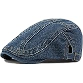 Denim Newsboy Hats Flat Cap for Men Women Adjustable Ivy Gatsby Cabbie Driving Hat
