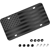 American Flag Front License Plate,Decoration License Plate with 4 Holes | Aluminum Metal 3D Embossed Patriotic Gift US License Plate with Screws Caps, 6*12 inches Car Decor Accessory