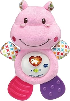 VTech Hipo Mordedor Hipopótamo de peluche musical y sonajero que ayuda a calmar y aliviar a tu bebe con tiernas frases, canciones y melodías, color rosa (3480-502557) , color/modelo surtido: Amazon.es: Juguetes