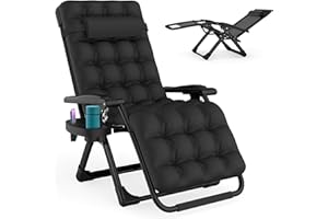 ZENPETIO Zero Gravity Chair with Removable Cushion, Reclining Camping Chair with Cup Holder, Anti Gravity Lounge Chair for Indoor and Outdoor