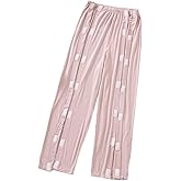 SOEDZUNG Women's Tear Away Pants for Post Surgery Recovery Soft Modal Fabric Side Snap Easy Open Incontinence Care Pants(Pink,L)