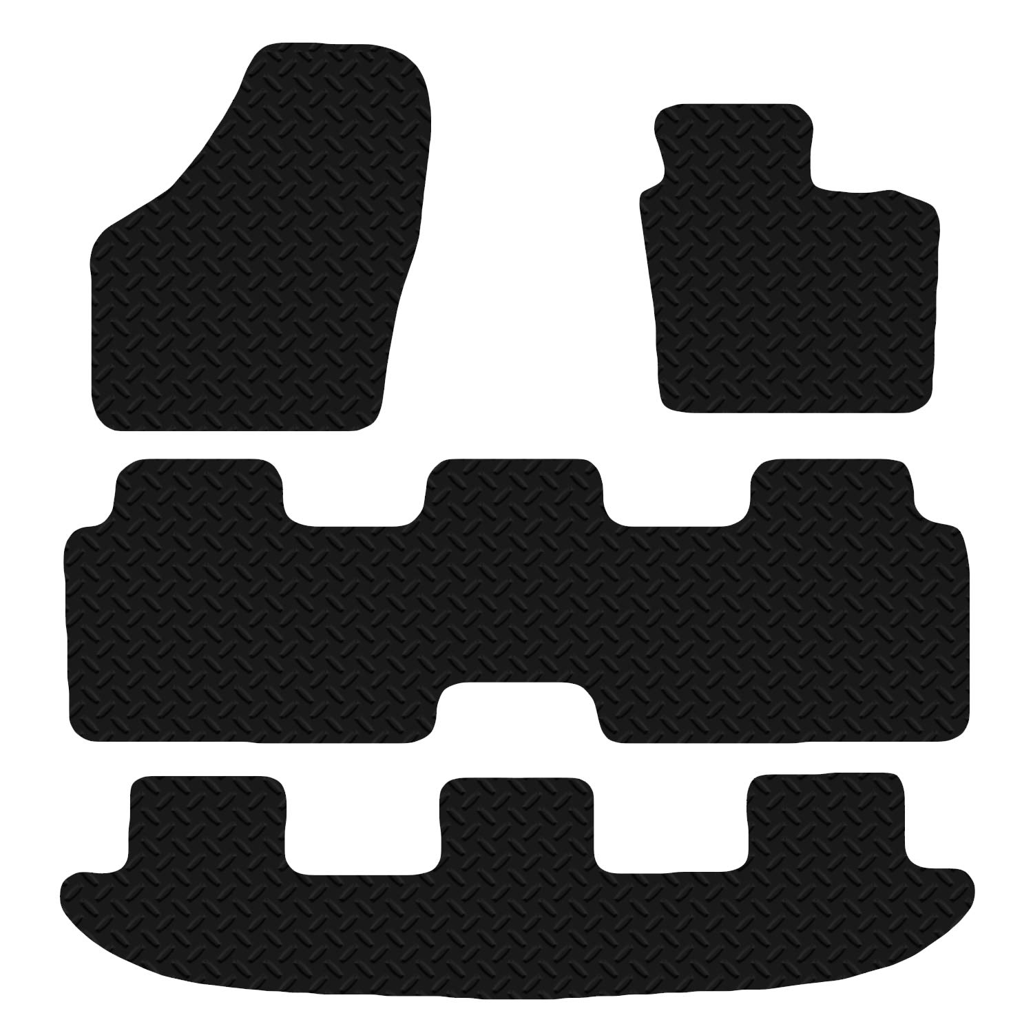 Carsio Car Mats For VW Sharan 2010+ Onwards 3mm 4pc Set Tailored Fit Rubber Floor Mat Complete Accessory Black Custom Fitted - Anti-Slip Backing, Heavy Duty & Waterproof