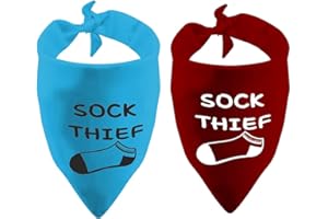 PWHAOO 2 Pack Sock Thief Dog Bandana Funny Dog Bandana Cute Dog Bandana Sock Eater (Sock Thief 2 Pack)