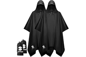 SaphiRose Hooded Rain Poncho Waterproof Raincoat Jacket for Men Women Adults