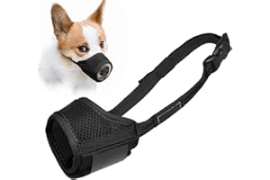 LUCKYPAW Dog Muzzle Anti Biting Barking and Chewing with Comfortable Mesh Soft Fabric and Adjustable Strap, Suitable for Small, Medium and Large Dogs(Black,M)