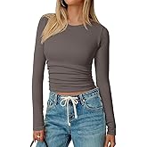 TOB Womens Shirts Long Sleeve Crew Neck Basic Fitted Crop Tops Casual Fashion T-Shirt for Women