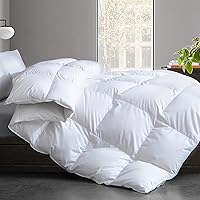 Cosybay Cotton Quilted White Feather Comforter Filled with Feather & Down-Machine Washable All Season Duvet Insert or Stand-A