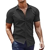 COOFANDY Men's Dress Shirt Short Sleeve Button Down Shirts with Pocket
