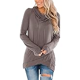 Orchidays Womens Long Sleeve Sweatshirt Cowl Neck Workout Tunic Tops Casual Drawstring Pullovers
