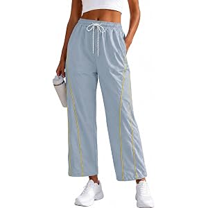 Rapbin Womens Baggy Wide Leg Pants 2026 Elastic Waisted Drawstring Hiking Workout Cropped Track Pants with Pockets