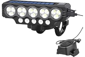 Bike Head Light,Solar Front Lights Mountain Bike Headlight | Super Bright Flashlight with Horn USB Rechargeable for Mountain 