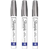 Sharpie Oil-Based Paint Marker, Medium Point, Metallic Silver Ink, Pack of 3
