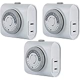 GE 3 Pack, 44801 24-Hour Indoor Basic Timer, 1 Polarized Outlet, Plug-in, Daily On/Off Cycle, 30 Minute Interval, for Lamps, 