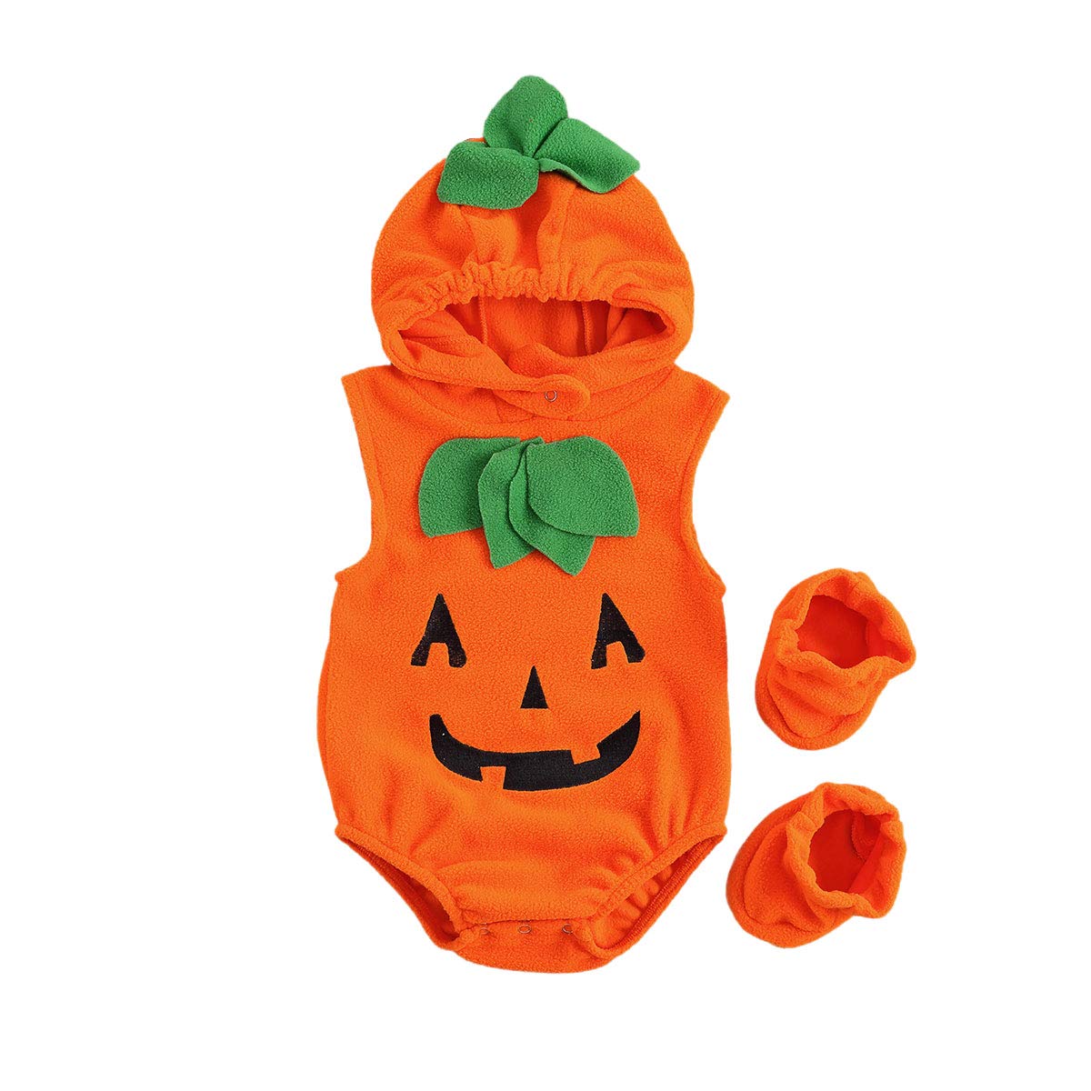 Loalirando Toddler Baby Girl Halloween Cosplay Clothes Pumpkin Suit Sleeveless Vest Tops+ Hat+ 3pcs Bodysuit Costumes