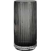 TIMEFOTO Flower Vase 7.5 inch Grey Thickened Hand Blow Glass Vase Round Vintage Striped Bottles for Bookshelf,Dinner Table,Indoor Office Desktop,Meeting Room,Bathroom,Countertop,Home