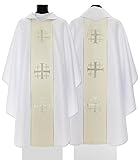 White Gothic Chasuble"Jerusalem Crosses" Vestment