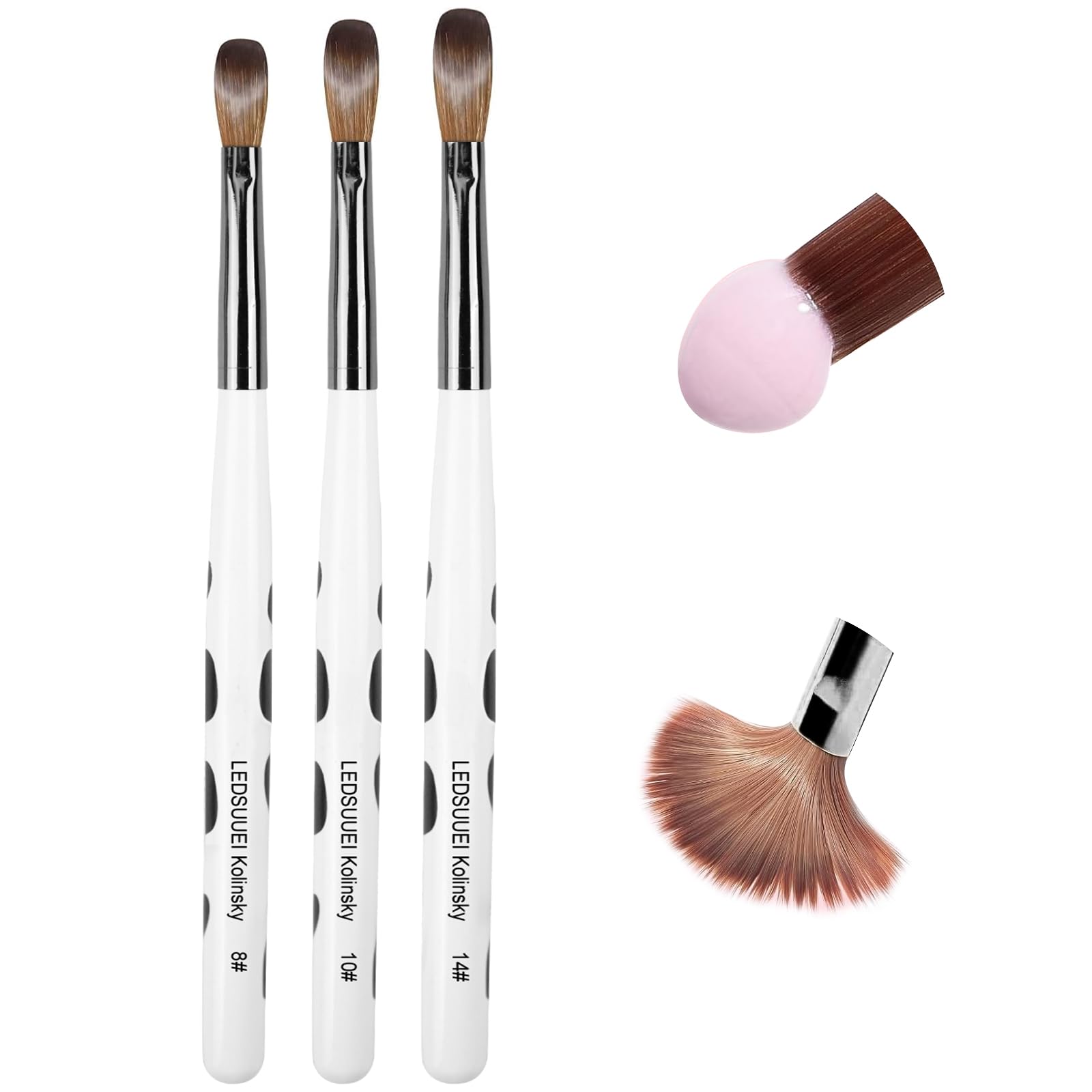 3PCS Kolinsky Acrylic Nail Brushes - Size 8/10/14 Professional Nail Art Brushes for Acrylic Nails【Specially Designed for Acrylic Powder】Acrylic Nail Brush for Home Salon,Acrylic Brush for Nail Art