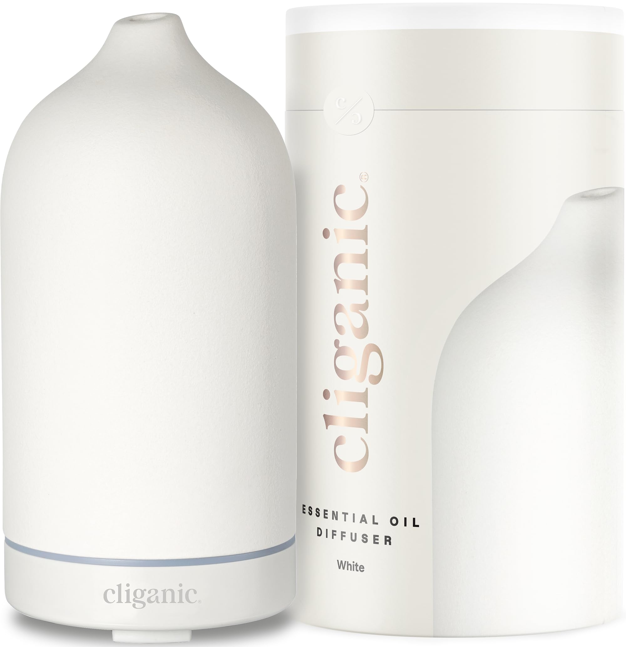 Photo 1 of Cliganic Ceramic Diffuser (White), 100ml Ultrasonic for Essential Oils Aromatherapy, Home & Office