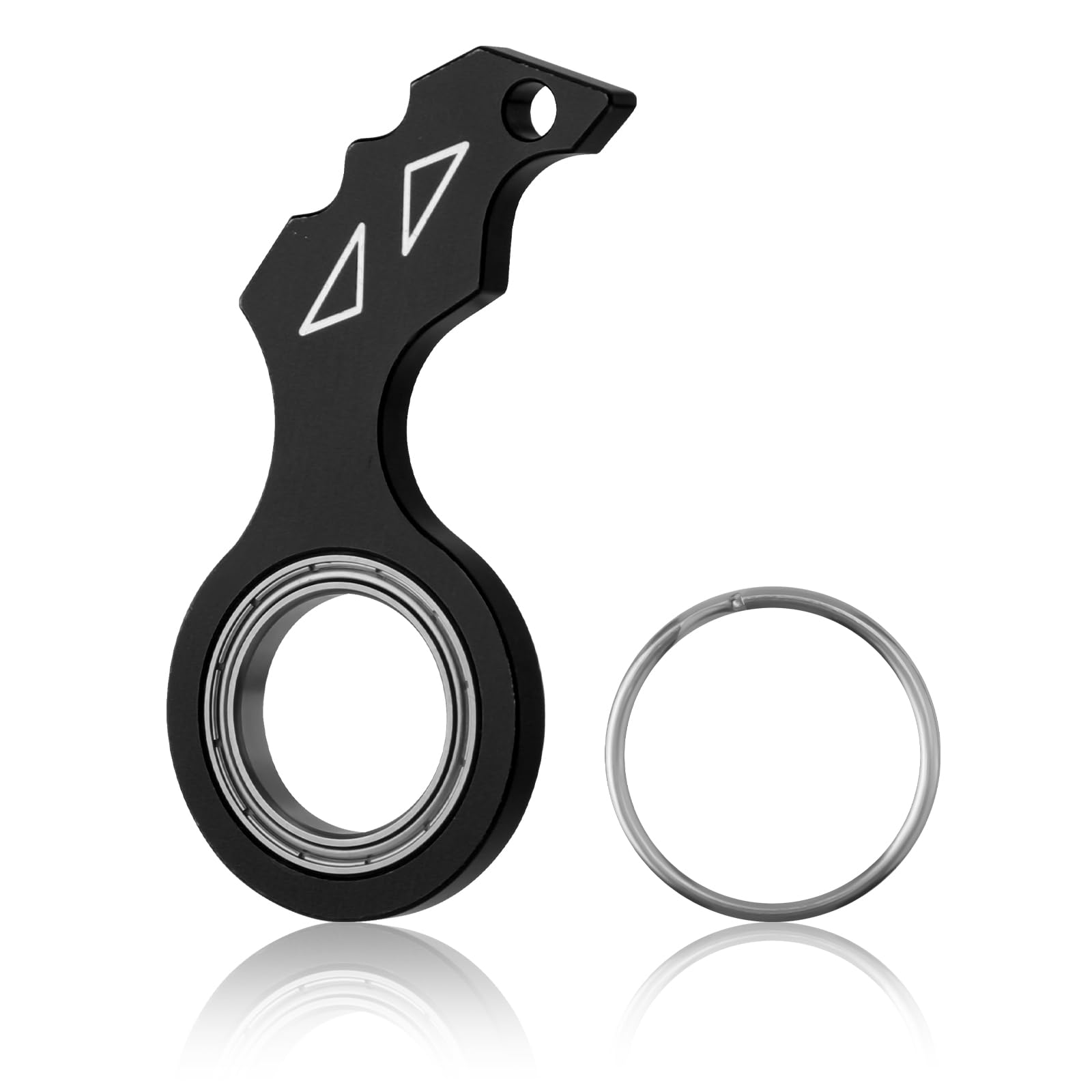 Keychain Spinner Fidget Toy with Key Ring, Funny Finger Spinning Key Chain Portable Key Holder Toys for Teens Adults Men Women Finger Exercising (Black)