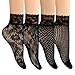 JORMATT 8 Pairs Women Lace Fishnet Socks Nylon Sheer Ankle Dress Socks Low Cut Black Sheer Thin Novelty Cuff Socks For Flats Heels Bootie Shoes, Size 8-12