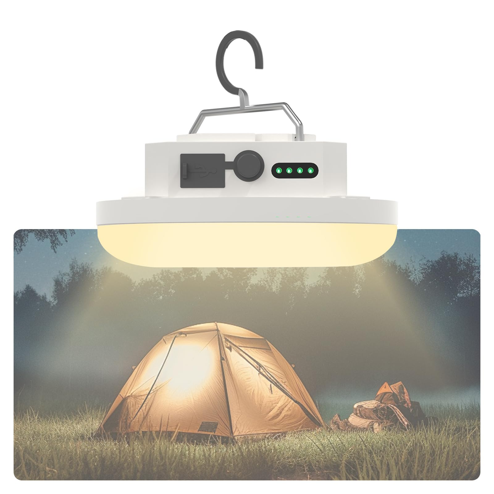 Photo 1 of 10000mAh Rechargeable Hanging Tent Light with Magnet, Portable 30W 4000LM LED 3 Color Lighting Modes Camping Lantern, IPX5 Waterproof LED Flashlight for Emergency & Gift