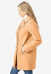 Woman Within Plus Size Wool-Blend Double-Breasted