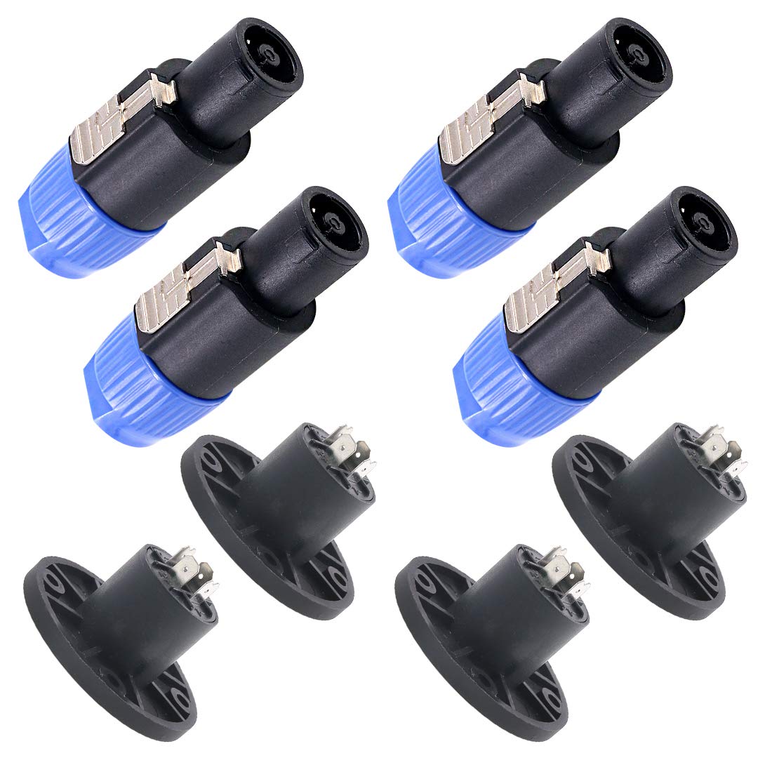 Swpeet Audio Speaker Plug Kit 4 Pin Speaker Plug Twist-Lock Compatible with Jack 4 Pin Round Perfect for Neutrik Speakon NL4FC, NL4FX, NLT4X, NL2FC, NL4MP, NL4MPR