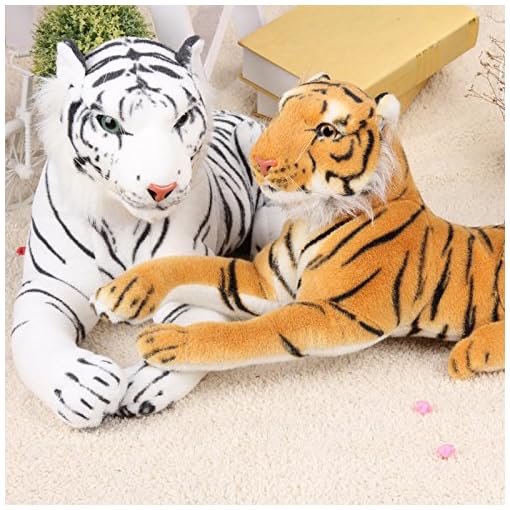 VERCART 43 inches Giant Realistic Stuffed Tiger Animals Soft Plush Toy White Tiger for Kids Birthday Gifts (with A Small Tiger) - Image 7