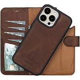 VENOULT Detachable Wallet Case for iPhone 15 Pro MAX, 4 Card Holder Wallet, Man or Women Folio Cover, Compatible with Magsafe, RFID, Genuine Leather, Kick Stand (Vintage Brown)