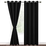 DWCN Blackout Curtains 2 Panels 52 x 84 Eyelet Tiebacks Thermal Insulated