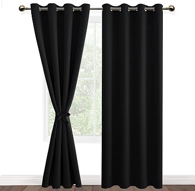 DWCN Blackout Curtains 2 Panels 52 x 84 Eyelet Tiebacks Thermal Insulated
