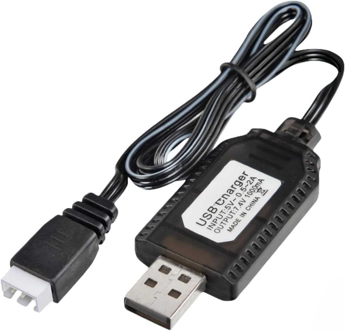 7.4V Battery USB Charger Cable with XH-3Pin with Battery Protection Compatible RC Car RC Tank RC Boat and Gel Ball Blaster and Other Remote Control Toys (Black)