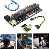 Hagsnec 6 PCIE Riser 1x to 16x 3.3V Digital Meter LED BTC Mining Extension Card view 8